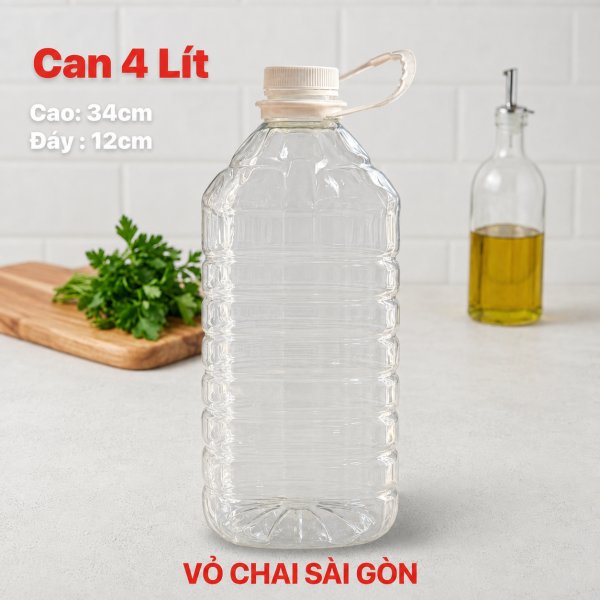 Bình nhựa trong suốt 4L nắp vặn