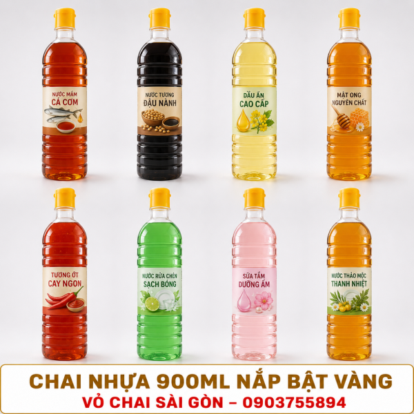 Chai Nhựa PET Gân Tròn 900ml