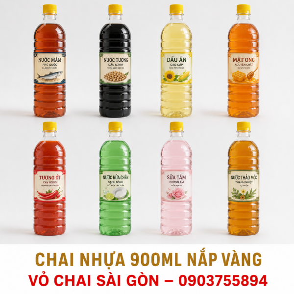 Chai Nhựa PET Gân Tròn 900ml